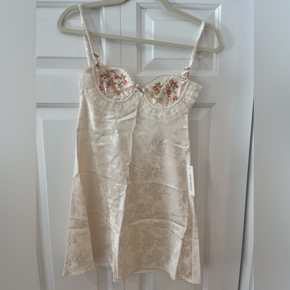 For Love & Lemons Gretchen Mini Slip Dress Size XXS/ Tan - Picture 4 of 6